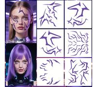 TEMU 6 Stickers Grandes de Tatuajes Láser Kpop para Maquillaje de Cosplay de Personajes Deslumbrantes y Tatuajes en el Rostro