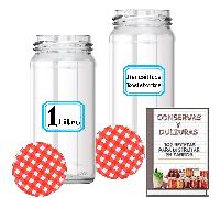 TEMU 6 Tarros de Cristal de 1 con Tapas de Metal + Ebook de 102 Recetas - Frascos grandes para Conservas, Encurtidos, Alimentos Caseros - Botes de 1 de Cristal - Etiquetas