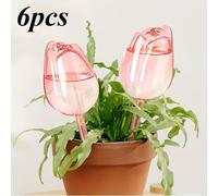 TEMU 6 unidades de bolas de riego de de plástico rosa, diseño de estrecha, para un goteo más duradero, adecuado para plantas de interior y exterior