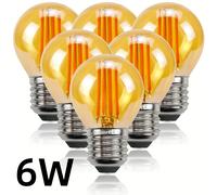 TEMU 6 unidades de bombillas LED de estilo Edison Ámbar Vintage Iluminación decorativa G45 220V 4W 6W 2700K Vidrio dorado LED Filamento Pequeñas bombillas de 1,77"X2,75"