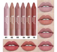 TEMU 6 unidades/Lápices labiales crayón mate de terciopelo delicado, lápices labiales perlados twist-up fáciles de aplicar, set de lápices labiales para de San Valentín