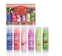 TEMU 6 unidades/ Set de Labial con de Frutas Navideñas. Labial de , Fresa, , Uva, y Aloe. Hidratante, y Liso en Tono Beige . Mejora la Sequedad de