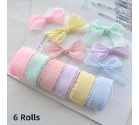 TEMU 6 yardas de cinta de pastel en colores, de 2.5 cm de ancho, para crear pinzas y adornos para el cabello, con un diseño de de tambor en rosa, , verde, azul, y