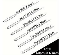 TEMU 60/120pcs, Agujas de Máquina de Coser Puntas Universales Regulares para Singer, Brother, , Varmax, Tamaños HAX1 65/9, 75/11, 90/14, 100/16, 110/18,80/12
