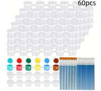 TEMU 60 / 20 Sets de Brochas Vacías, Mini Taza de 0.1 Oz, - Fácil de Abrir, Especificación con una Pequeña Brocha, Adecuado para Uso Artístico y Manualidades, Puede Ser Utilizado Como Regalo