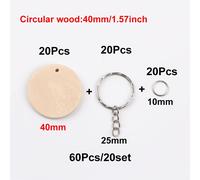 TEMU 60 piezas de 20 juegos de llaveros redondos de madera de 30 mm//40 mm, llaveros y complementos para hacer llaveros, perfectos para regalos navideños