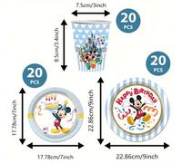 TEMU 60 piezas/set de suministros desechables para fiestas temáticas Disney , platos para cena, vasos y artículos decorativos ideales para graduaciones, festivos