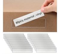 TEMU 60 uds, Organiza tu hogar con 60 uds de portaetiquetas transparentes - Bolsillos adhesivos para estantes de libros