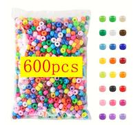 TEMU 600/1200/1800 piezas de cuentas 6x9mm para manualidades y joyería, colores , accesorios para hacer pulseras, collares, llaveros y decoración DIY