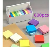 TEMU 600 Notas Adhesivas Coloridas, Tamaño Pequeño Cuadrado, 6 Colores, Set de Notas para Organizar y Trabajo, Ideales para Hogar, y Oficina