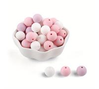 TEMU 60pcs 12mm Cuentas Redondas de Silicona Mezcladas de Color Cuentas Redondas de Goma de Silicona DIY Bolso a Cadena de Teléfono Llavero Collar Pulsera Suministros de Joyería Decoración