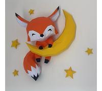 TEMU 66cm Papercraft DIY Zorro de pie sobre Roca Molde de Papel - para decoración de pared en casa, manualidades DIY