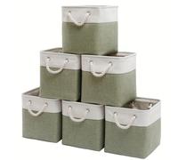 TEMU 6pcs de Almacenamiento , Plegable para Armario 13x13x13 Pulgadas, Organizador de Tela Sin con Asa de Cuerda Duradera, Contenedores de Almacenamiento para Ropa y Hogar