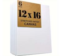 TEMU 6pcs de Estirado Premium de 12x16" - Preparado y para Pintar, Ideal para Acrílicos, Aceites, Medios y Vertido - 100% Algodón con de Madera de Duradero, para Artistas, de Pared