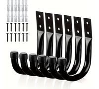 TEMU 6pcs Ganchos de Garaje de Resistencia - Grandes, Ganchos de Almacenamiento de Metal Resistentes al Óxido para Herramientas y Cables con Anclajes de Pared e Tornillos