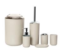 TEMU 6pcs Juego de Accesorios de Baño, Portacepillos de Dientes, Vaso para Cepillos de Dientes, Dispensador de Jabón, Jabonera, Escobilla de Baño con Soporte, Papelera, Juego de Regalo de Baño Simple