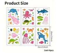 TEMU 6pcs Pegatinas Antideslizantes Marina Colorida para Bañera - Impermeables, Calcomanías de Ballena y Tiburón Esmeriladas para Decoración de Baño, Juguetes de Baño