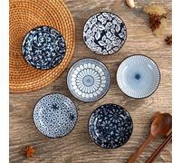 TEMU 6pcs/set Bandeja de cerámica, de aperitivos de cerámica , de salsa de para sushi, de salsa de floral para de sabor comercial, para decoración , , oficina, cocina y restaurante
