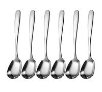 TEMU 6pcs/set Cuchara de acero inoxidable, cuchara cuadrada, cucharas de sopa, cuchara de café, cuchara de postre, utensilios de cocina 6.7in