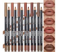 TEMU 6pcs/Set Lápiz Labial y Delineador de Ojos Nude Brown Colección - Lápiz Labial Mate , Duradero e Impermeable - Set de Maquillaje para Labios y de Pestañas - Cosméticos para Mujer