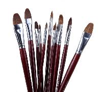 TEMU 6pcs/Set Pincel de pintura al óleo de pelo de comadreja en forma de avellana, pluma de fila larga, varilla de abedul, suministros de arte de dibujo acrílico