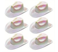 TEMU 6pcs/set Sombreros de vaquero de fiesta Y2K de moda Jazz Fedoras Color Hip Hop Cowgirl Hat para mujeres y hombres