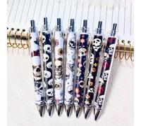 TEMU 7 bolígrafos magnéticos con forma de calavera del Día de Muertos - Bolígrafos de con diseño floral y calaveras para mujeres, amantes de la lectura, profesores de oficina y material de escritura