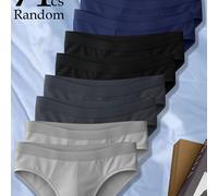 TEMU 7 calzoncillos para hombre aleatorios, enviados en diferentes, con un diseño sólido simple, ajuste y cintura elástica.