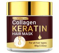 TEMU 7 en 1 Mascarilla de Colágeno para Cabello y Dañado, el Cabello con Aceite , Coco, Argán, Semillas de Calabaza, Biotina, Queratina, Previene Roturas, 80g/2.82oz