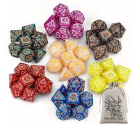TEMU 7 Juegos de Dados Poliédricos Premium con Bolsa de Cordón para Jugadores de D&D y Juegos de Mesa RPG MTG. Ideales para , Regalos de Halloween y Navidad
