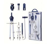 TEMU 7 piezas SHAWNICE Juego Profesional de Geometría con de Metal - Kit de Dibujo Resistente, Instrumentos de Precisión e para Dibujos, Plantillas de y Técnicas para /Profesionales (7 piezas)