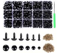 TEMU 700 piezas, juego de ojos de seguridad negros con gástagos, accesorios hechos a , tamaños variados, suministros para costura a , adecuado para como para profesionales.