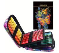 TEMU 72 Lápices para Libros de Colorear para Adultos, Estuche con Cremallera, , con Tutorial de Lápices , Ideal para Capas y Difuminado, para Artistas (Rosa), para Uso Artístico Profesional