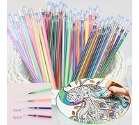 TEMU 72-Unidades de Repuesto de Bolígrafo Gel Metálico y de Color Fluorescente, Punta de 0,8 mm, Sin Derramamiento, Plástico, Regla Liso, Tinta Multicolor para Suministros de Oficina y