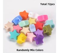 TEMU 72pcs Cuentas de Silicona Estrella Mix | Cuentas Espaciadoras Focales Coloridas para Joyería de Llavero, Regalo de Manualidades Navideñas (Colores Aleatorios)