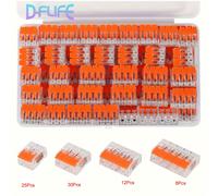 TEMU 75 piezas/ Conectores de cable 221 Bloque de conector eléctrico Terminal de abrazadera Terminal de cable mini rápido reutilizable para el hogar 25 2 puertos 30 3 puertos 12 4 puertos 8 5 puertos