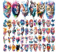TEMU 77 Tatuajes Temporales en Stickers con Diseños de Flores, , , Gatos, Búhos y , Ideales para Hombros y Cuellos de Adultos, Resistentes y Perfectos para Mujeres
