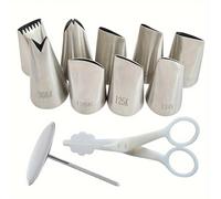 TEMU 7pcs/9pcs/11pcs boquillas para decoración de pasteles de mantequilla, puntas de acero inoxidable para glaseado, herramienta de decoración de tortas