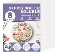 TEMU 8/12 piezas de Papel de Transferencia Lavable Autoadhesivo y Soluble en Agua para Bordado, Tela No Tejida Estabilizadora de 8.5x11 Pulgadas para al Bordado Manual y Artesanías