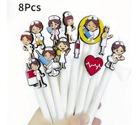 TEMU 8/12pcs Bolígrafo con Parche Temático de Enfermera, PVC , Parche de Pegamento , Bolígrafo , Estilo de Bolígrafo de Gel para Firma de Estudiante, Aleatorio