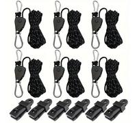 TEMU 8/12pcs Cuerda de Camping con Cuerda Reflectante y Clips para Lona para Tienda de Campaña, Adecuado para Acampar y Senderismo