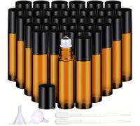 TEMU 8/30pcs Botellas , 10ml Frasco de Vidrio Vacío para Perfume y Aceites Esenciales, Sin , Ideal para Viajes y Muestras, con de Acero Inoxidable, Embudo y , Accesorios de Viaje (10ml Ámbar)