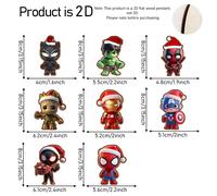 TEMU 8 adornos navideños de la serie de héroes de Marvel - -Man, Iron Man, Captain America, Thor, Hulk, Widow, Hawkeye, Ant-Man - Decoraciones colgantes de madera duraderas para