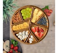 TEMU 8 Compartimentos Desmontables, 1 de Servir con Partición de Madera , para Frutas, Postres, Snacks, Pan, Pizza, Queso, Versátil Bandeja de Aperitivos, de Madera para Fiestas, Reuniones y .