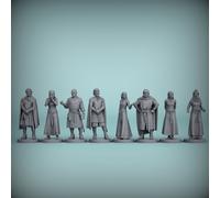 TEMU 8 Figuras Nobles Medievales, Modelos de Resina No Pintados de Artesanía , Mini Modelos 3D, Adecuados para Colecciones de Hobby y Exhibiciones de Muñecas