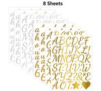 TEMU 8 hojas de pegatinas de de 1 en dorado y plateado, perfectas para regalos, con estampados a caliente.