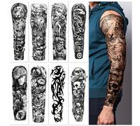 TEMU 8 hojas de Temporal para Brazo Completo, Pegatinas de Tatuajes Falsos, Temporal Realista Impermeable y Duradero para Hombres