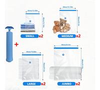 TEMU 8 juegos de bolsas al vacío para ropa y edredones, con bomba manual XL/L/M/S, ideales para viajes, e mudanzas, organización del hogar y de