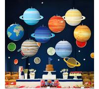 TEMU 8 linternas de papel con planetas del solar, linternas , decoración colgante colorida, linternas del solar para niños, decoración de aula de ciencias, decoración de fiesta espacial de .