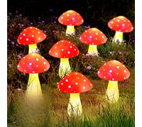 TEMU 8 paquetes de luces solares de hongos para exteriores, IP65, decoraciones para patio y , adornos para fiestas en jardín, 8 de iluminación nocturna pequeña